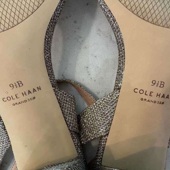 Cole Haan Womens Josie Gold Glitter Block Heel Dress Sandals Shoes Sz 9.5B NEW - Picture 10 of 10